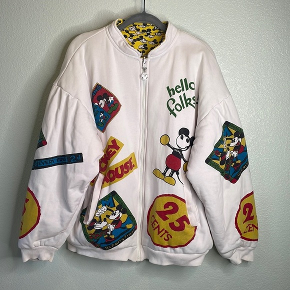 Mickey & Co. Disney vintage reversible hello folks full zip bomber jacket